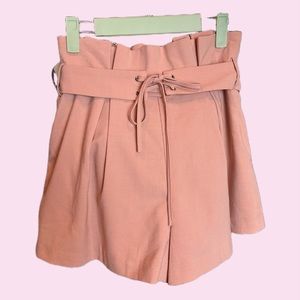 NWT Endless Rose Paperbag Belted High-Waisted Shorts – Coral Pink (S)